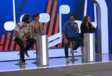 Fernanda de Freitas, Bruno Mazzeo e Debora Lamm. Foto: TV Globo / Divulgação